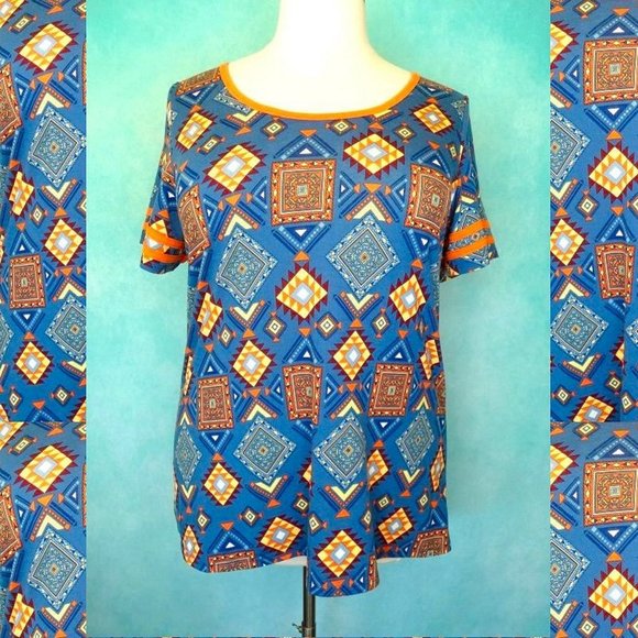 LulaRoe Blue Print Classic Tee Size 2XL - Picture 1 of 8